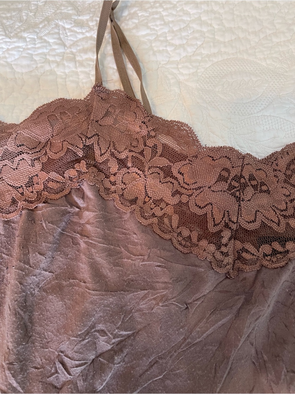 Lot of 2 Trim Cami Nightdress in Brown and Peach - Picture 3 of 5